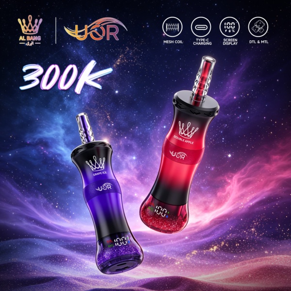 AL BANG UOR 300000 Puffs Vape | 60ml E-Liquid | 1200mAh Rechargeable Battery | Quad Mesh Coil | Type-C Charging LED Display