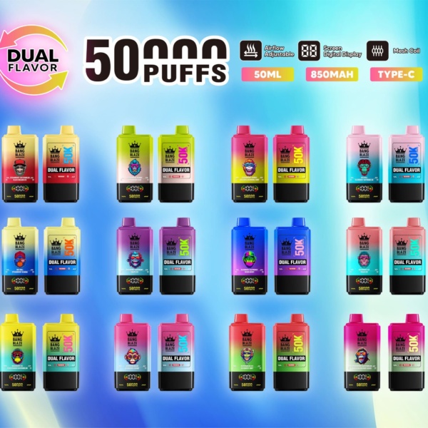 Bang King 50000 Puffs Disposable Vape – 850mAh Battery, 50mL E-Liquid, 0% to 5% Nicotine Options