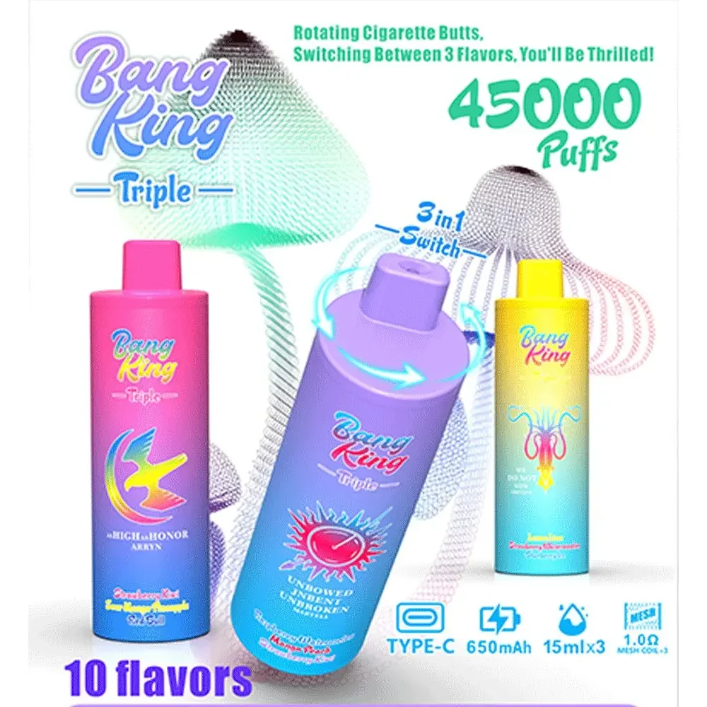 Bang King Triple 45000 Puffs Disposable Vape 3 IN 1 Flavors
