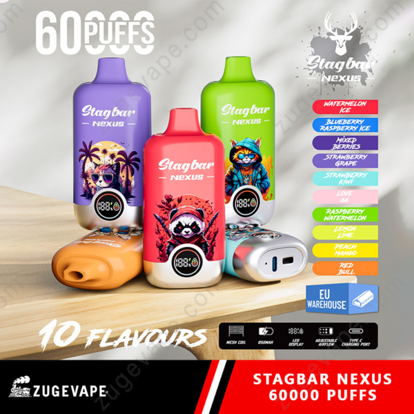 Stag bar Nexus 60000 Puffs Smart Screen Display 60k Vape (EU Warehouse)