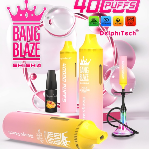 Bang Blaze 40000 Puffs Vape | 40ML Oil Capacity, 1000mAh Battery, Dual Coil, Type-C Rechargeable, 12 Flavors