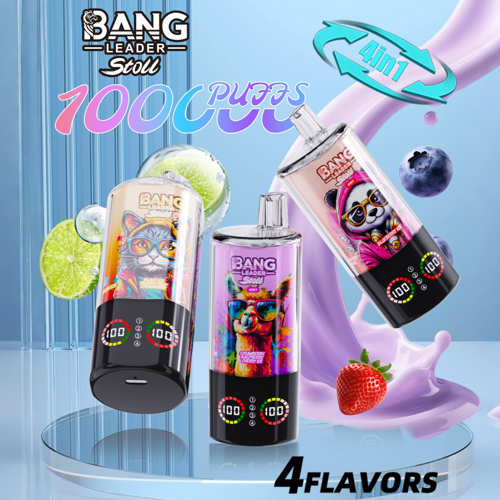 Bang Leader 100000 Puffs 4-in-1 Vape – Multi-Flavor System | 850mAh Power | Mesh Coil | Type-C Recharge | OEM/ODM