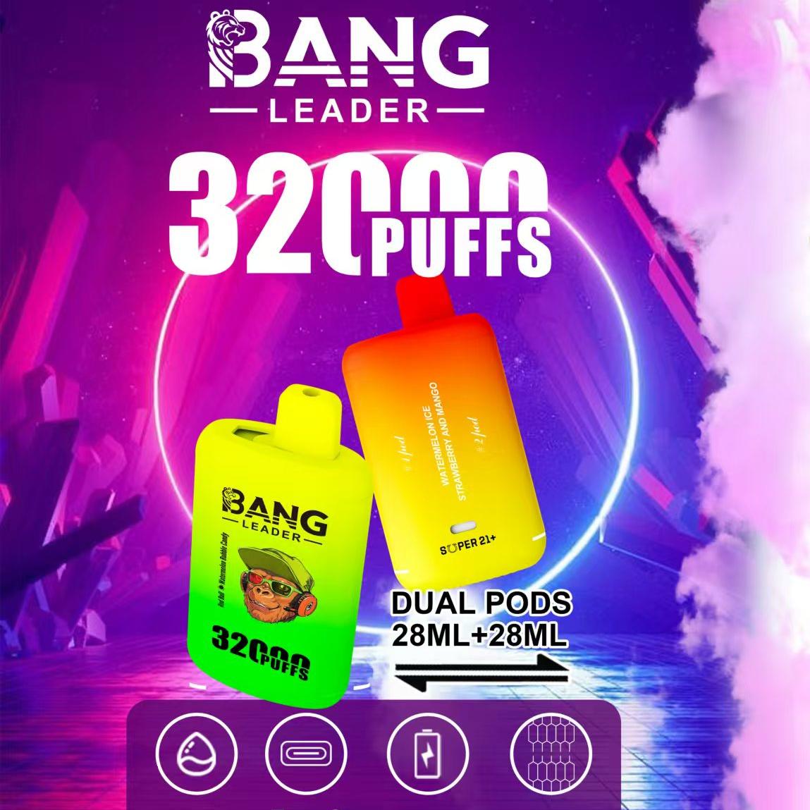 Bang Leader 32000 Puffs Disposable Vape Dual Pods (28mL+28mL), 650mAh Battery, 0% to 5% Nicotine
