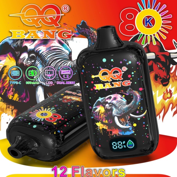QQBANG 80000 Puffs Vape – 80K High Capacity Disposable Vape | 1.2Ω Mesh Coil | Type-C Rechargeable | 0% 2% 3% 5% Nicotine